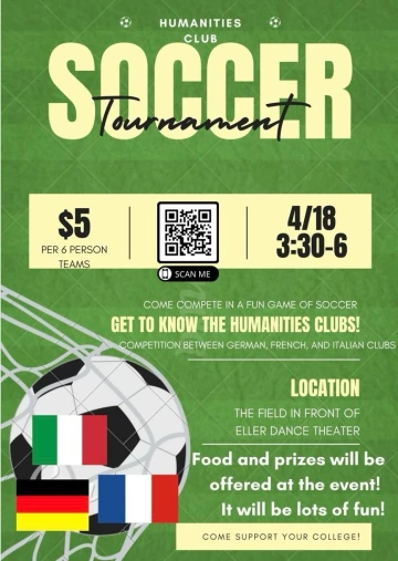 Humanities Clubs, Soccer Tournament Flyer