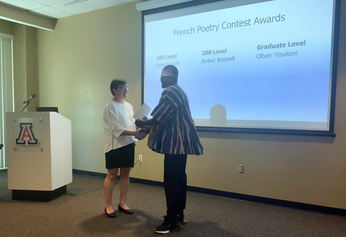 French Poetry Contest - Oliver Yizukoni and Prof. Coropceanu