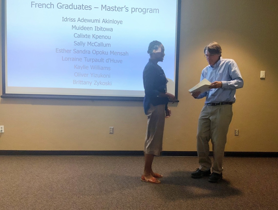 French MA graduates - Esther Mensah and Prof. Price