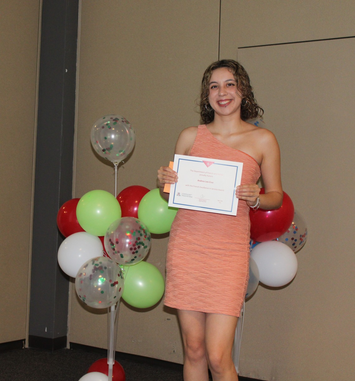 Undergrad recipient of French Excellence in Service Award