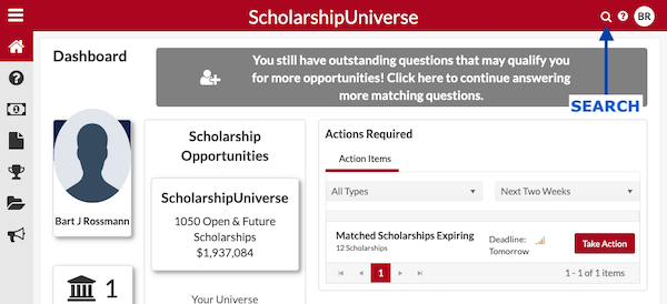 Scholarship Universe landing page graphic